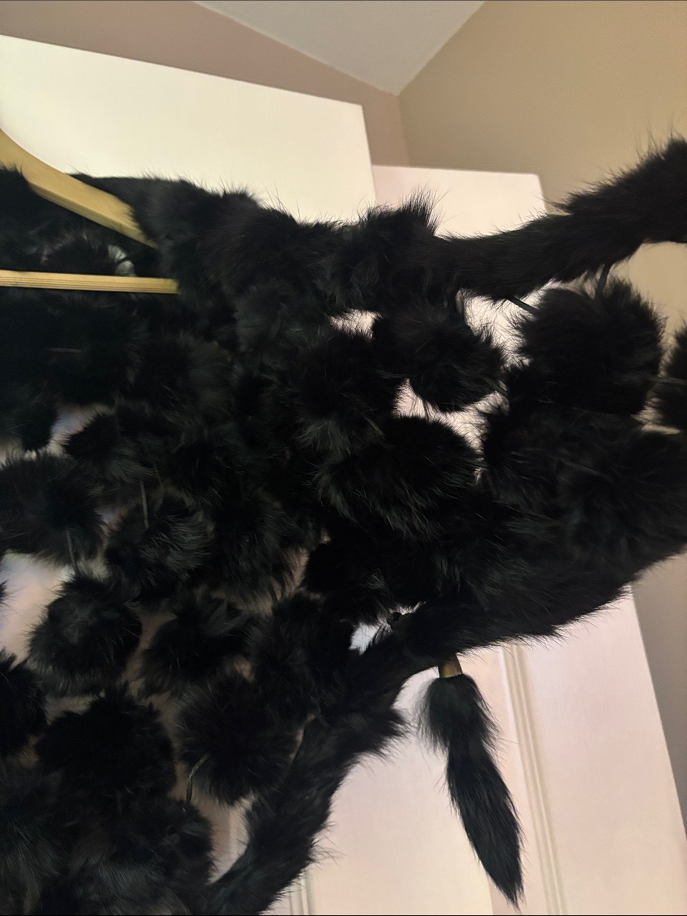 Black Authentic Rabbit Fur Shawl - Picture 3 of 4